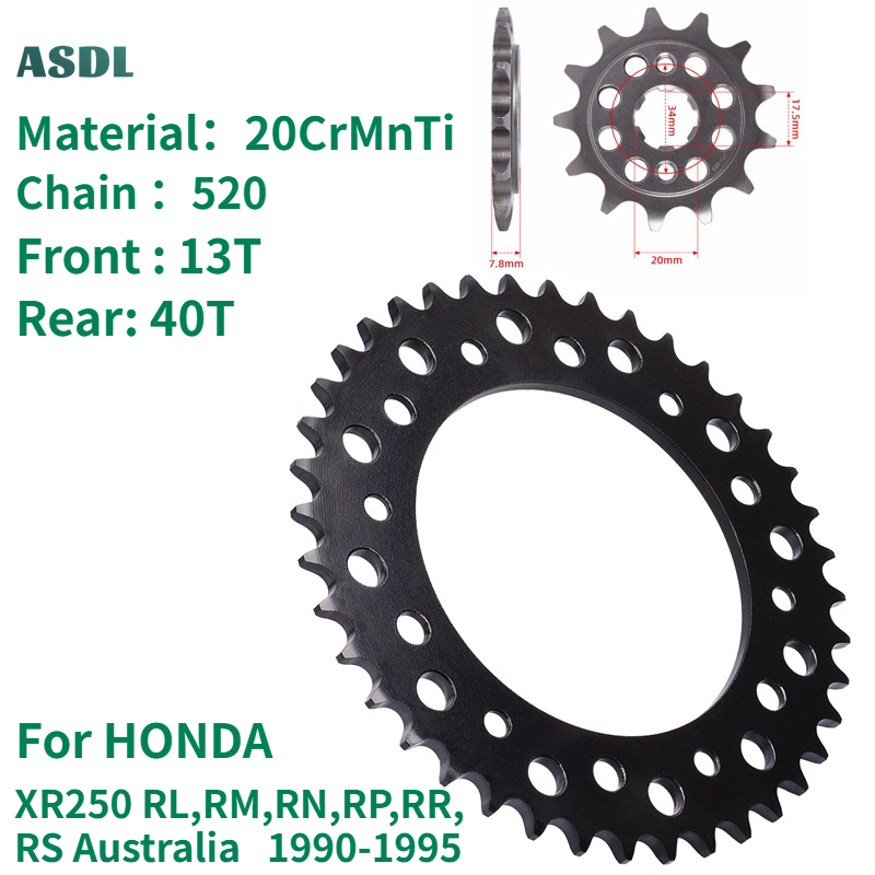Motorcycle Gear Australia - 520 13T 40T Przednie i Tylne